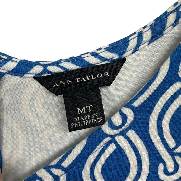 ANN Taylor Sleeveless Midi Nautical Knot Print Knit Dress, Blue White, Med Tall - Picture 3 of 8